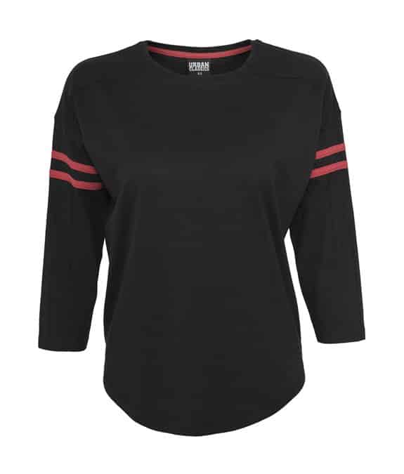 Ladies Sleeve Striped Tee black-red 3